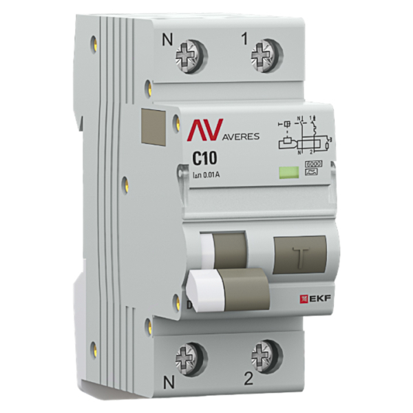 Выключатель автоматический дифференциального тока EKF AVERES 6кА DVA-6 1P+N 10А купить с доставкой по РФ