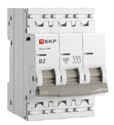 Выключатель автоматический EKF ВА 47-63N 3P 2А (B) 6кА купить с доставкой по РФ