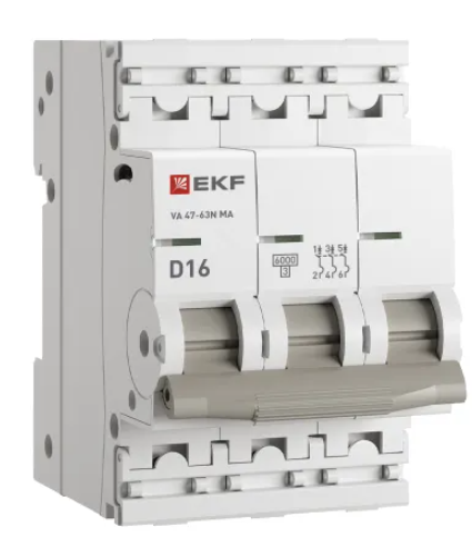 Выключатель автоматический EKF ВА 47-63N MA 3P 16А (D) 6кА без теплового расцепителя купить с доставкой по РФ