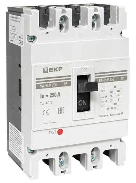 Выключатель автоматический EKF ВА-99М 250/250А 3P 35кА с электромагнитным расцепителем купить с доставкой по РФ