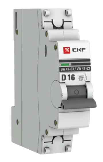 Выключатель автоматический EKF 1P 16А (D) 6кА ВА 47-63 купить с доставкой по РФ