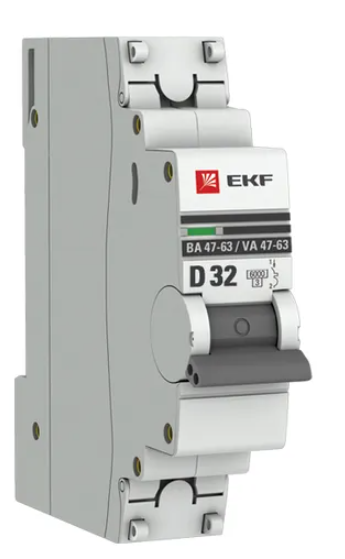 Выключатель автоматический EKF ВА 47-63 Автоматический выключатель (D) 1P 32А 6кА купить с доставкой по РФ