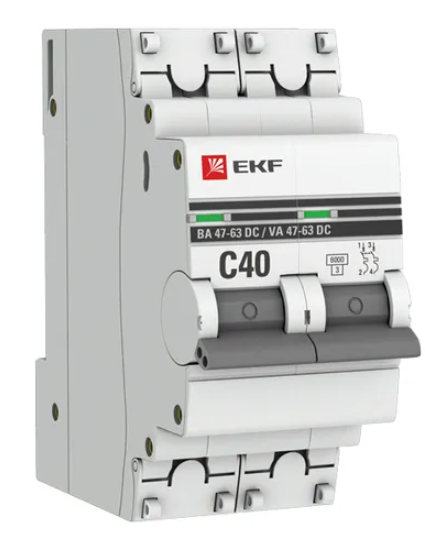 Выключатель автоматический EKF 2P 40А (C) 6кА ВА 47-63 DC купить с доставкой по РФ
