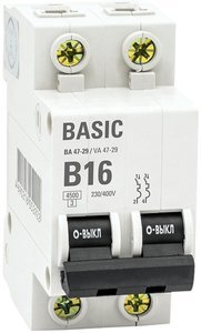 Автоматический выключатель EKF Basic 2P 20А (B) 4,5кА ВА 47-29 купить с доставкой по РФ