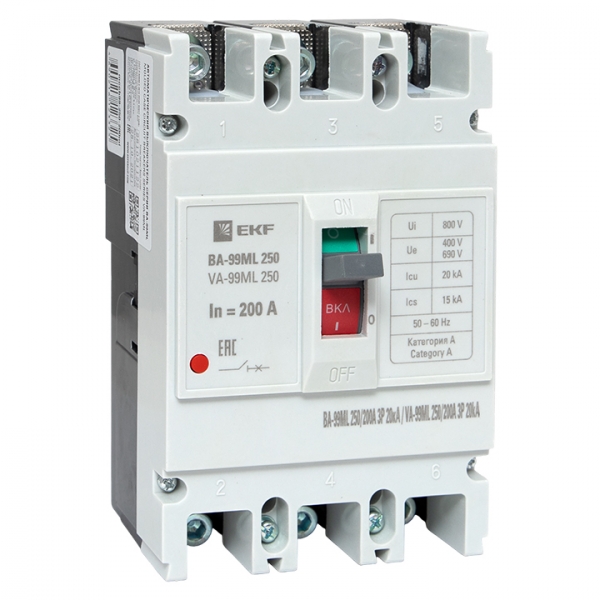 Выключатель автоматический EKF Basic ВА-99МL 250/200А 3P 20кА