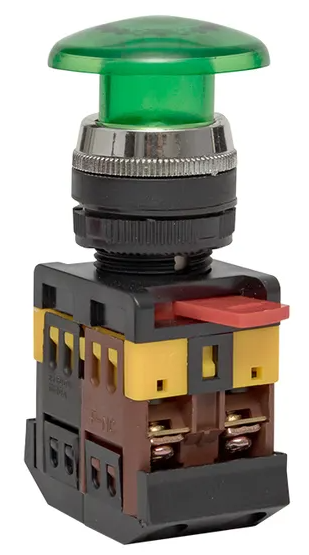 Кнопка EKF AELA-22 Грибок зеленая с подсветкой NO+NC 380В купить с доставкой по РФ