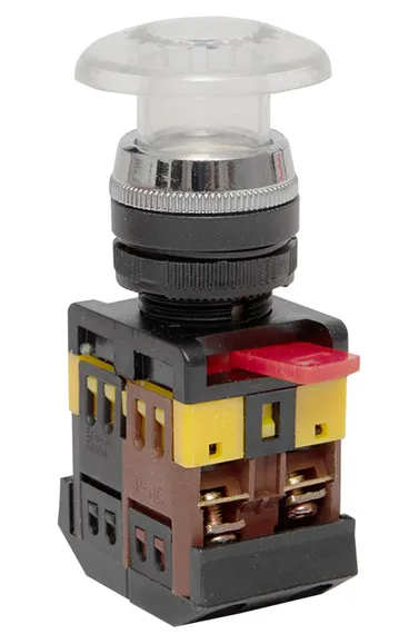 Кнопка EKF AELA-22 Грибок белая с подсветкой NO+NC 220В купить с доставкой по РФ