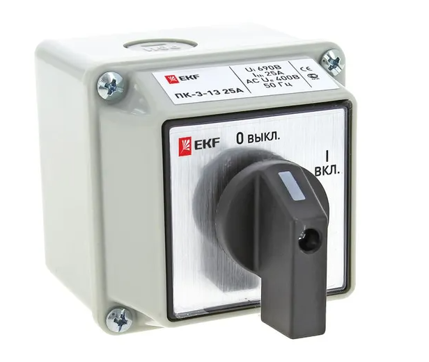 Переключатель кулачковый EKF ПК-3-13 40А 3P "Вкл.-Выкл." IP54 EKF купить с доставкой по РФ