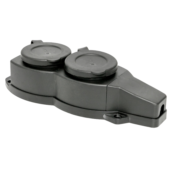 Розетка EKF двухместная с защитными крышками каучуковая 230В 2P+PE 16A IP44 PROxima