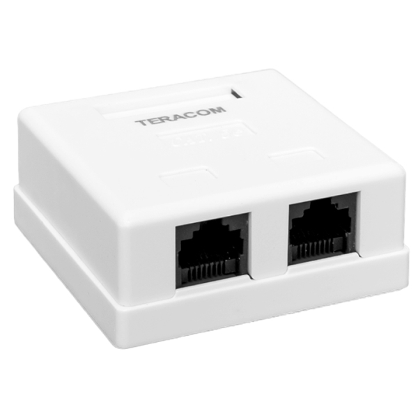 Розетка EKF настенная TERACOM Cat.5E неэкранированная 2 порта RJ-45 Dual IDC белая