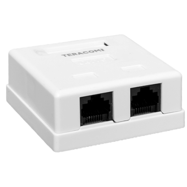 Розетка EKF настенная TERACOM PRO Cat.6 неэкранированная 2 порта RJ-45 Dual IDC белая