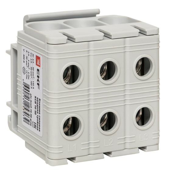Клемма силовая вводная тройная КСВ 16-50кв.мм сер. PROxima EKF plc-kvs3-16-50-grey