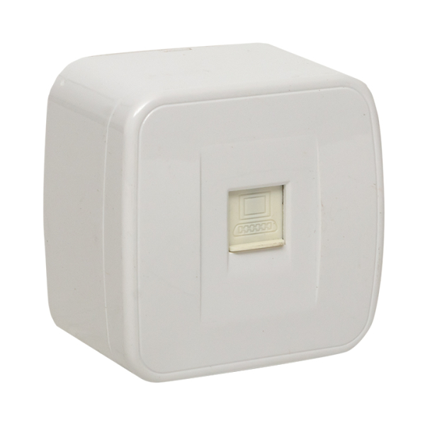 Розетка EKF Минск RJ-45 1-местная ОП 1А 120В белая Basic