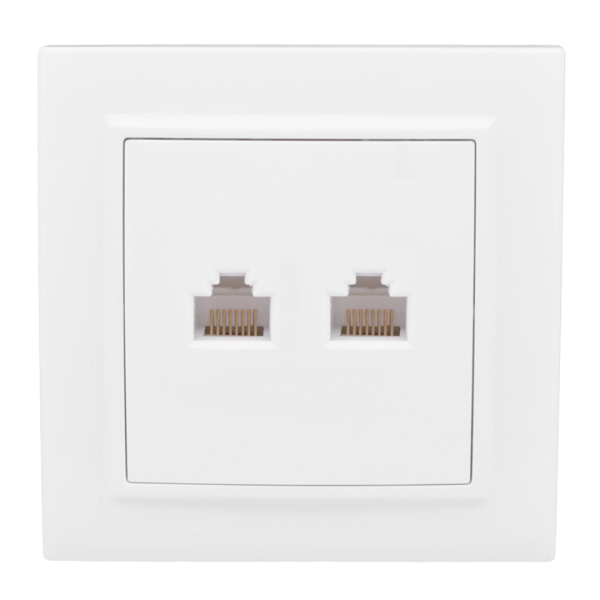 Розетка EKF RJ45+RJ11 компьютерная+телефонная Минск скрытой установки в сборе белый ERK00-135-10