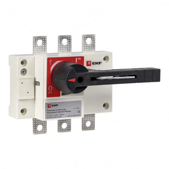 Рубильник-переключатель EKF PowerSwitch 3-полюсный 160А c рукояткой управления для прямой установки