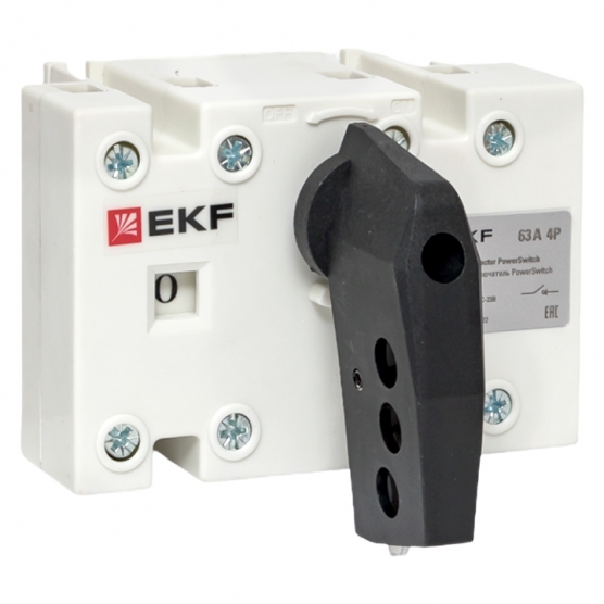 Рубильник-переключатель EKF PowerSwitch 4-полюсный 63А купить с доставкой по РФ