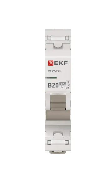Автоматический выключатель EKF 1P 20А (B) 6кА ВА 47-63N PROxima заказать со складов по всей России