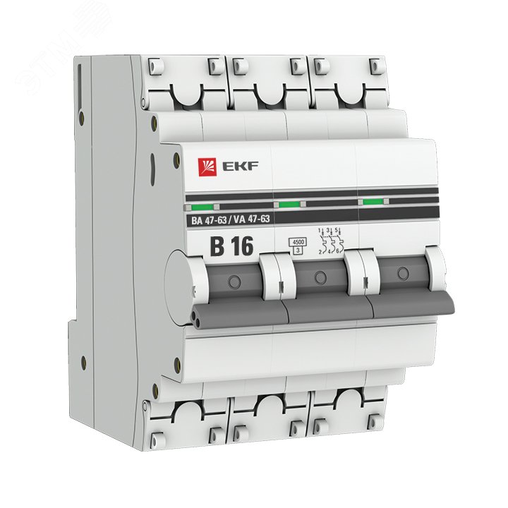 Автоматический выключатель EKF PROxima 3P 16А (В) 4,5kA