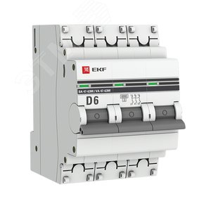 Автоматический выключатель EKF 3P 6А (D) 6кА