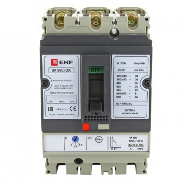 Выключатель автоматический EKF PROxima ВА-99C (Compact NS) 100/16А 3P 36кА