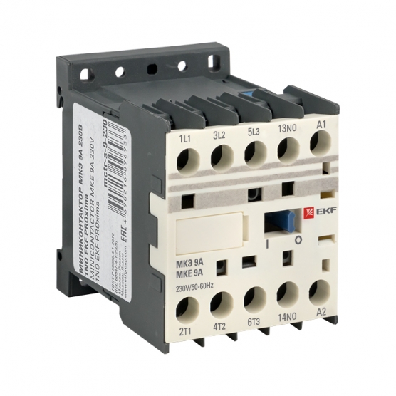 Мини-контактор EKF МКЭ 9А кат. 230В AC 1НО PROxima Mctr-s-9-230