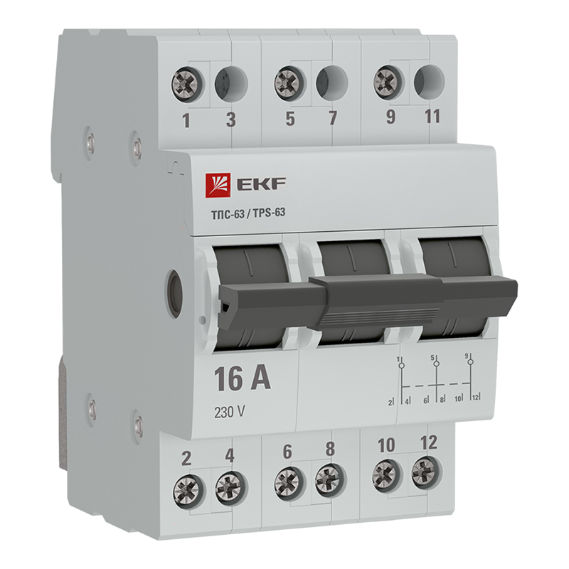 Переключатель трехпозиционный EKF PROxima ТПС-63 3P 16А