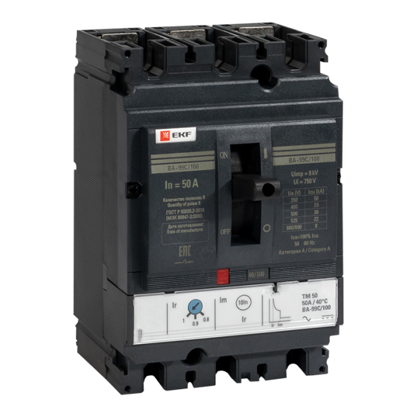 Выключатель автоматический EKF PROxima Compact NS 3п 100/50А 36кА ВА-99C купить с доставкой по РФ