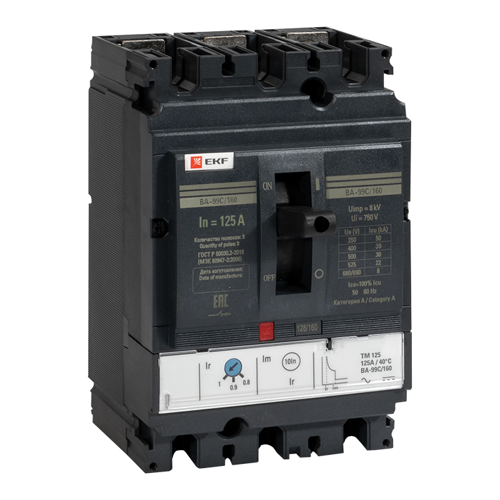 Выключатель автоматический EKF PROxima 3п 160/125А 36кА ВА-99C Compact NS