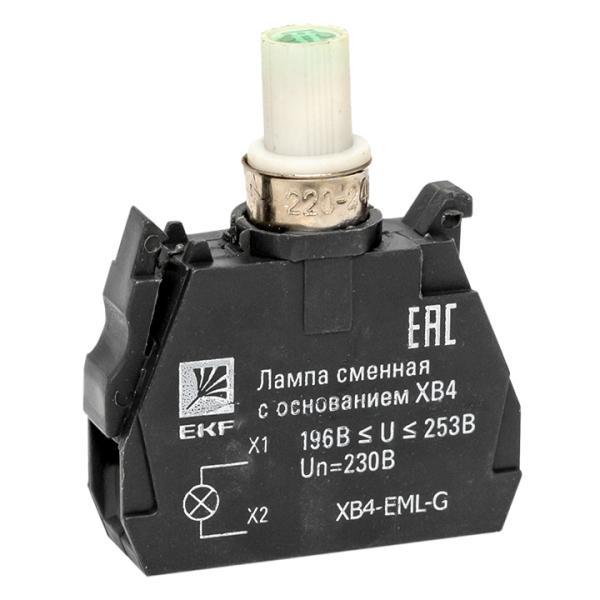 Лампа сменная c основанием EKF PROxima XB4 зеленая 230В