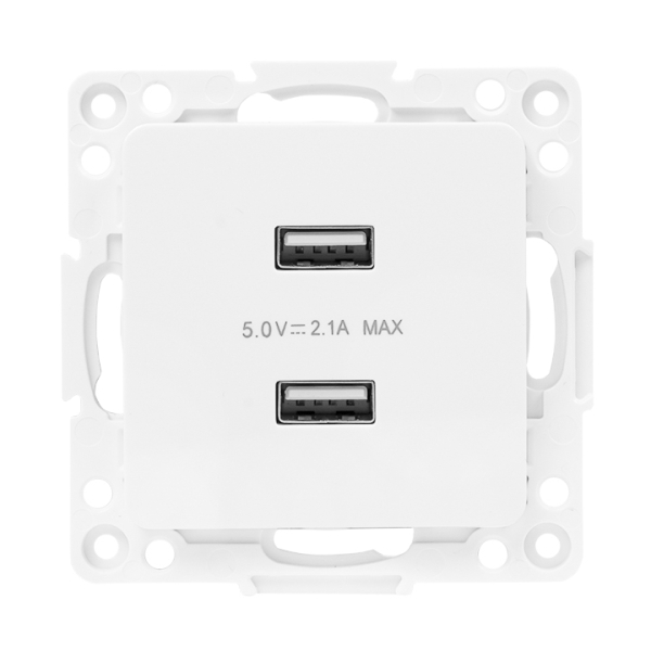 Розетка EKF 2 USB Стокгольм скрытой установки 2,1А+2,1А механизм белый EYR16-028-10-2USB PROxima