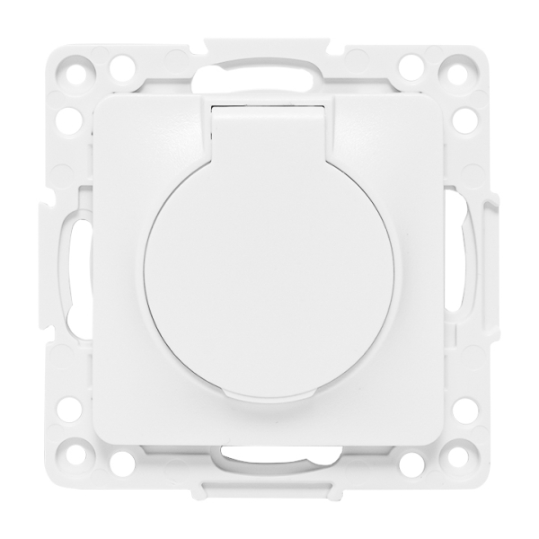 Розетка EKF 1-м СП Стокгольм 16А IP44 с заземл.защ. шторки с крышкой механизм бел. PROxima EYR16-028-10-44