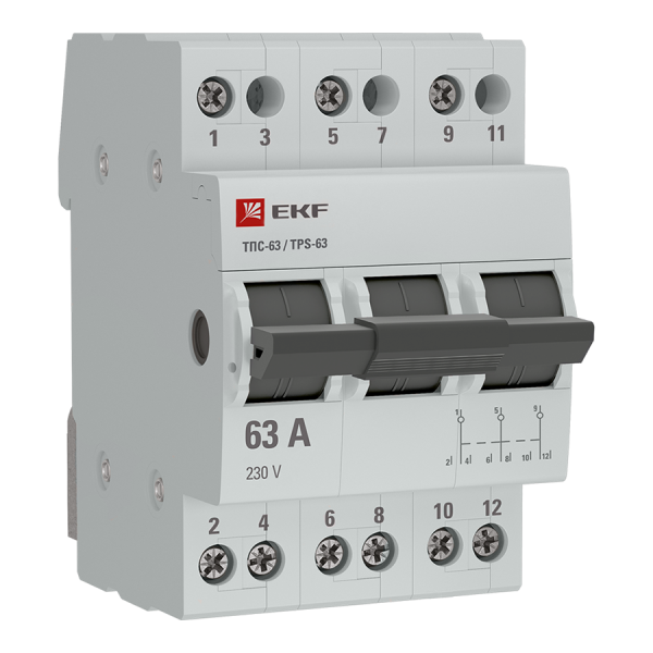 Трехпозиционный переключатель EKF ТПС-63 3P 63А PROxima