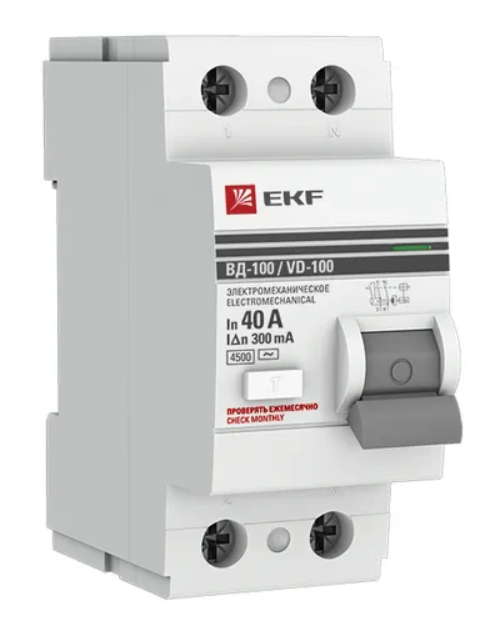 Устройство защитного отключения EKF УЗО 2P 40А/300мА (электромеханическое) купить с доставкой по РФ