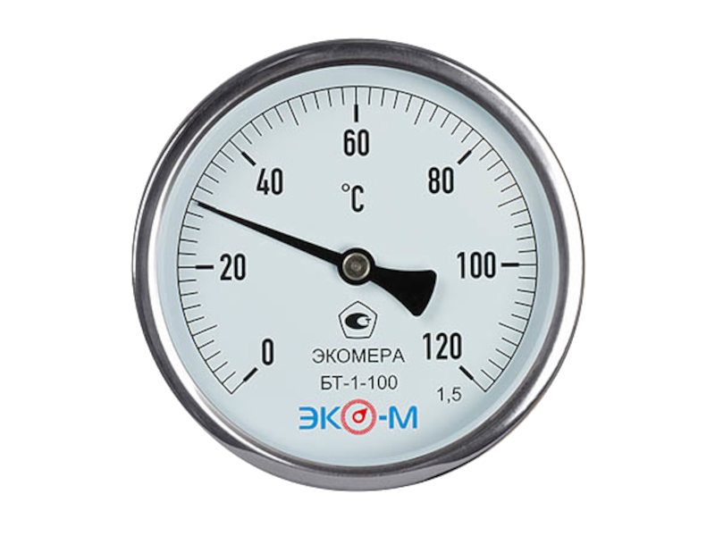 Термометр биметаллический ЭКОМЕРА БТ-1-100, 0-160С, L=100