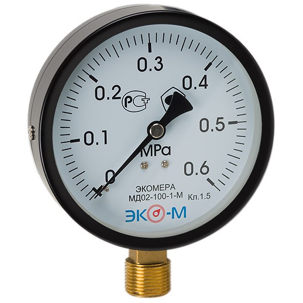 Манометр Экомера МД02-100мм 0..1,6МПа М20*1,5