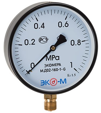 Манометр Экомера МД02-160мм 0..2,5МПа М20*1,5