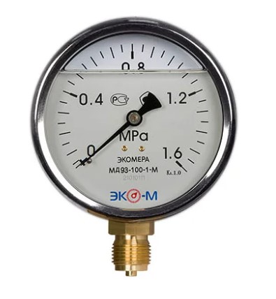 Манометр Экомера МД93-100мм 0..1,6МПа М20*1,5 (Гидрозаполненный)