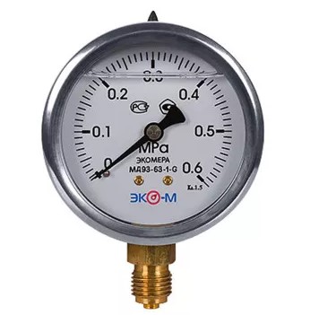 Манометр рад гидр МД93 0-2,5МПаДк63 G1/4" глиц нерж ЭКОМЕРА