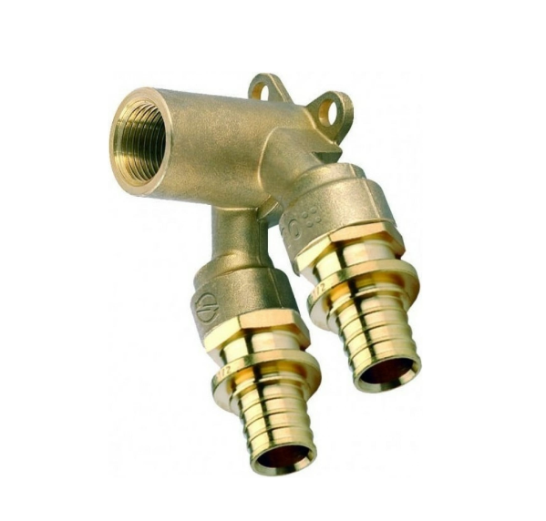 Угольник настенный, проточный, двойной, В, 16, 1/2", латунь ELSEN