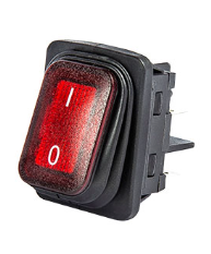 Выключатель EMAS с подсветкой красный 2НО, IP65