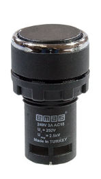 Кнопка нажимная моноблочная EMAS чёрная 22мм, IP40, 1НЗ