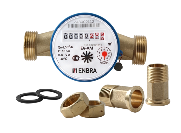 Счётчик учёта холодной воды ENBRA EV-AM L130 D20 В, со сгонами купить с доставкой по РФ