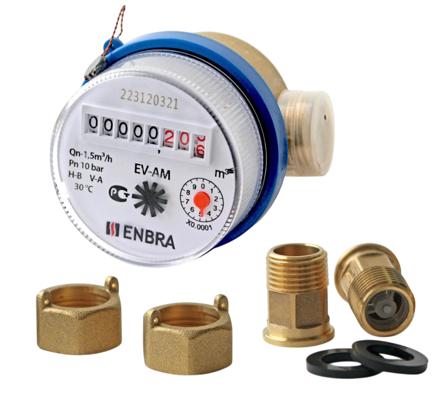 Счётчик учёта холодной воды ENBRA EV-AM L80 D15 B, со сгонами купить с доставкой по РФ