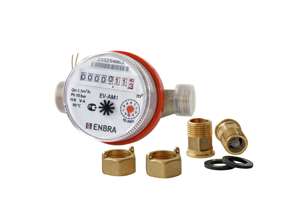 Счётчик учёта горячей воды ENBRA EV-AM1 L110 D15 B, со сгонами купить с доставкой по РФ