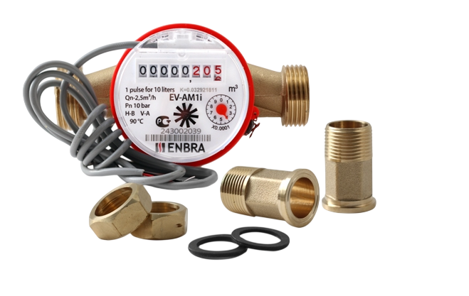 Счетчик учёта горячей воды ENBRA EV-AМ1i L130 D20 в, с импульсным выходом, со сгонами купить с доставкой по РФ