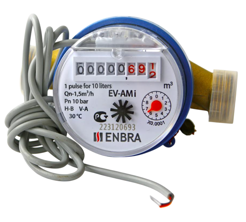Счётчик учёта холодной воды ENBRA EV-AMi L110 D15 B, с импульсным выходом, без сгонов купить с доставкой по РФ
