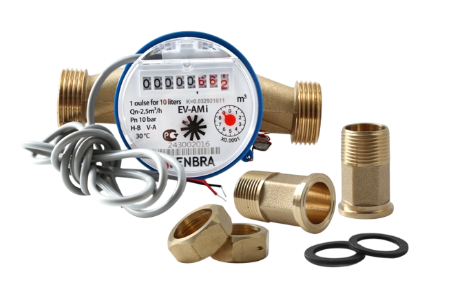 Счетчик учёта холодной воды ENBRA EV-AМi L130 D20 в, с импульсным выходом, со сгонами купить с доставкой по РФ