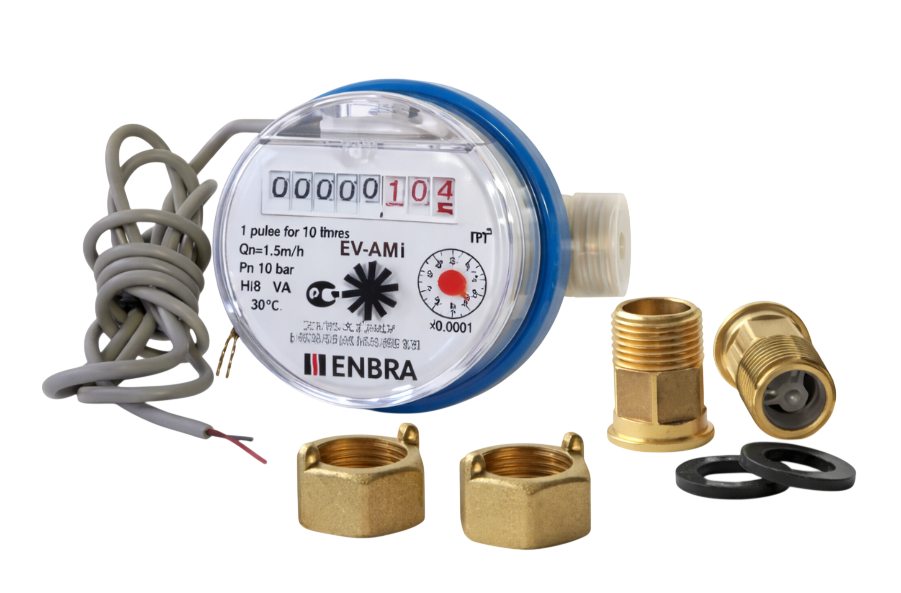 Счётчик учёта холодной воды ENBRA EV-AMi L80 D15 B, с импульсным выходом, со сгонами купить с доставкой по РФ