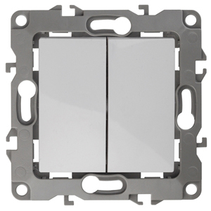 Выключатель двухклавишный ЭРА 12 10AX 250V 12-1004-01 Б0014651 купить с доставкой по РФ