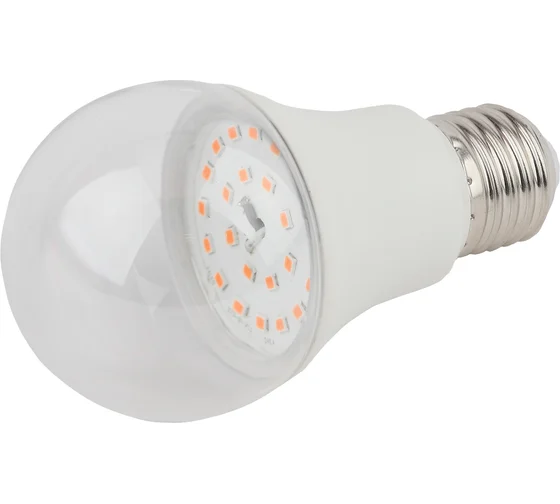 Лампа Эра светодиодная для растений ЭРА E27 11W 2150K прозрачная FITO-11W-Ra90-E27